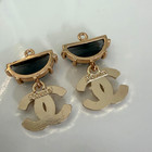 2 Chanel Cc Logo Buttons Pendants 16x11mm Gold Pearl Crystal Vintage Charms Set