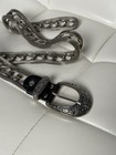 Vintage Chain Link Mesh Metal Belt Engraved Western Buckle Silver Tone