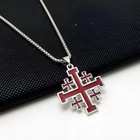 Jerusalem Cross Necklace  Crusader Templar Cross Pendant Necklace  Stainless    