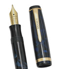 Parker Royal Challenger Fountain Pen Black   Blue Marbled 14k Flex Nib Restored