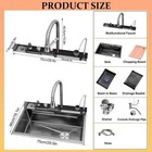 Digital Display Stainless Steel Waterfall Drop In Kitchen Sink With Cup Washer