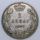 1897 Serbia 1 Dinar Alexander I Vienna Mint Silver I957