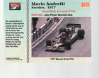 Mario Andretti Signed 1992 C-a-c Trading Card Indy Racing  89 Sweden