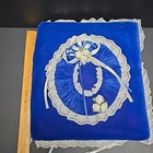 Vintage Lace Wedding Photo Album Blue Satin Handmade Tie Closure Scrapbook