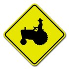 Tractor Farmer Crossing 8  Diamond Yellow Aluminum Sign Caution Road Sign Plaque