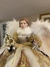 Victorian Christmas Angel Tree Topper Ivory And Gold Elegant Gown 14    Tall