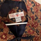 100  Silk  Vintage Full Zip Geometric Print Jacket Shoulder Pads 90s M