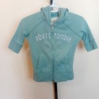 Y2k Abercrombie Kids Girl Embroidered Double Zip Hoodie Aqua 3 4 Sleeve Casual L
