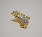Vintage Shoe Pin Brooch High Heel Pump Clear Rhinestones Silver Gold Tone Metal