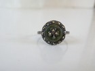 Sterling Silver Antique Art Deco Irish Connemara Marble And Shamrock Ring 10 5