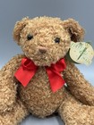 First   Main Tucker Brown Teddy Bear Sitting Plush 10    With Red Ribbon Bow