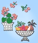 1950s Vtg Vogart Embroidery Transfer 631 Uncut Fruit In Baskets Tea Towels Orig