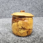 Vintage Burl Wood  Art Hand Turned Lidded Bowl Jewelery Trinket Box Mcm Signed