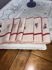 Antique Vintage French M  tis Towel napkins Torchon Red Stripe Patina Set Of 6