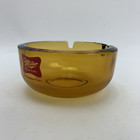 Vintage Miller High Life Beer Amber Glass Round Ashtray 3 75  Advertising Logo