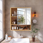 Wall Mount Medicine Cabinet Bamboo Bathroom Storage Shelf Organizer Mirror Door