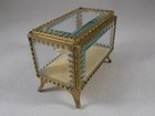 Small Gold Ormolu Beveled Glass Jewelry Casket Trinket Box Matson Stylebuilt