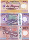Bhutan Set 3 Xf au 100 500 1000 Ngultrum 2025 2026 70th Commemorative Polymer