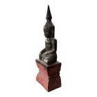 Antique Asian Thai Burmese Wood Carved Gold Gilt Figural Seated Buddha
