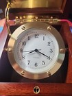 Chelsea Boardroom Clock Brass Quartz Mahogany Box Nautical Desk Mantel Working