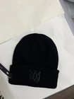 Amiri Unisex Knitted Embroidered  M Logo Woolen Hat Black Color