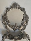 Silver Tone Metal Vanity Mirror On Stand 12 5  Tall