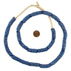 Spotted Blue Krobo Powder Glass Beads 10mm Ghana African Elbow Large Hole