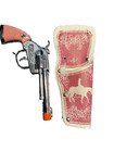 Vintage Die Cast Hubley Pink Grip Handle Cowgirl Toy Cap Gun   Holster