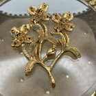 Ormolu Beveled Glass Tufted Velvet Lined Floral  Casket Box