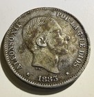 1883 Philippine Silver 50 Centavos Choice Au Tough Date