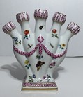 Antique 18th 19th Century Porcelain Tulipiere Vase Hand Painted Insects Flowers