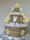 Unisex Diaper Cake For Baby Shower Gift Or Centerpiece  Bumble Bee Daisy Theme