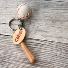 Vintage Plastic Wood Key Chain Baseball Bat   Ball Chevrolet Geo Chevy Auto Car