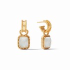 Julie Vos Gold Marbella Iridescent Clear   Green Crystal Hoop   Charm Earrings  