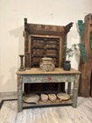 Antique Wooden Column Base Garden Stool   French Colonial Hand-carved