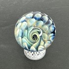 Contemporary Handmade Art Glass Marble 1 17  Icy Blue Fume Implosion Vortex Mib