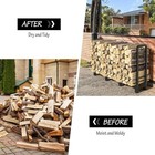 Sunyesh 4ft Firewood Rack W  Cover Heavy Duty Adjustable Log Holder Steel