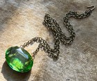 Vintage Necklace Art Deco Antique Apple Green Czech Glass Pendant