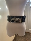 Rare  Huge   Kieselstein Equestrian Horses Buckle With Black Alligator Belt Sz 2
