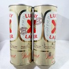 2 Different 16 Ounce Lucky Lager Early Opening Instructional Pull Tab Beer Cans