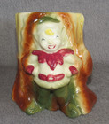 Vintage Elf     Tree Stump Pottery Planter   Flower Pot   Christmas Tree Holder