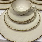  3  Lenox Laurent 5 Pc Place Settings Pristine Elegant Swirl Gold Trim Ivory