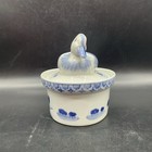 Vtg Blue   White Chinorserie Porcelain Duck Tureen  Casserole 7 1 4    T  9 1 2    L