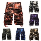 New Mens Cotton Cargo Shorts Flat Front Pockets Washed Lounge - 29-42