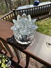 Glass  Crystal  Lotus Flower  Candle Holder   Coins  Candy  Clear  Table Decor