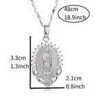 925 Sterling Silver Catholic Saint Virgin Mary New White Topaz Pendant Necklace