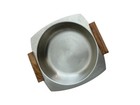 Vintage Mcm Metal Serving Tray Wood Handles Mid Century Modern Bowl Atomic