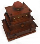 Antique 19th Century Shaker Wood Sewing Box Spool Dispenser Box Cabinet