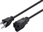3ft Black Extension Cord 3 Prong 13a 1625w Nema 5-15p To 5-15r 16awg Power Cable