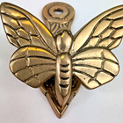 Vtg 4    Brass Butterfly Wall Desk Note Letter Holder Kitchen Towel Key Reminder